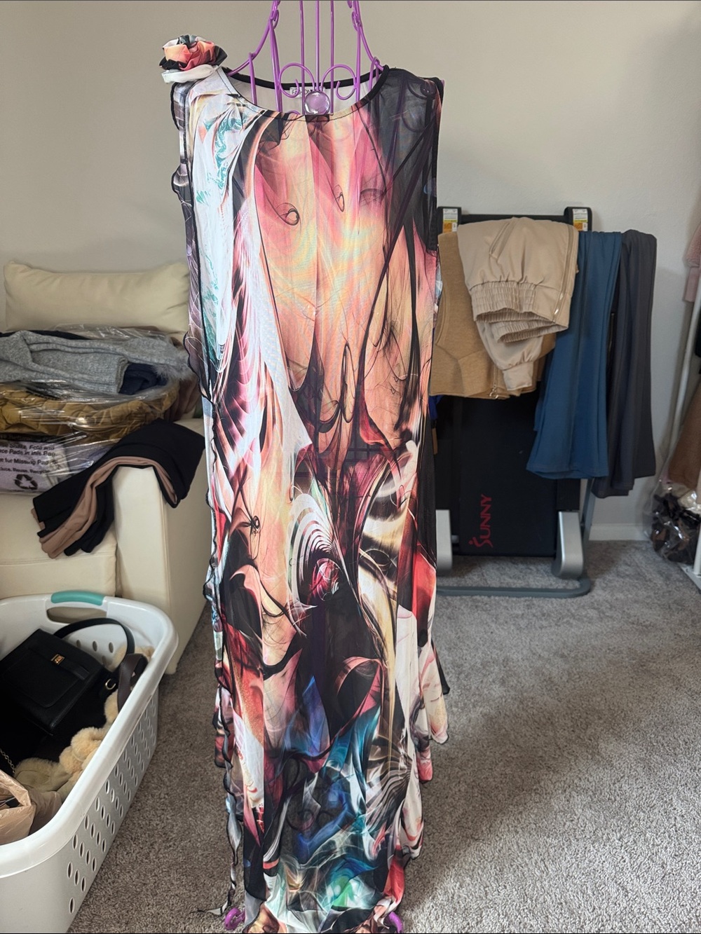 Fashion Nova Multicolor Abstract sheet Sleeveless Maxi Dress